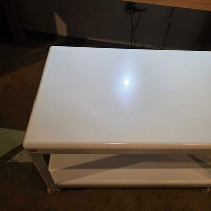 Oblong White Vintage IKEA 2 Level Rolling Table
