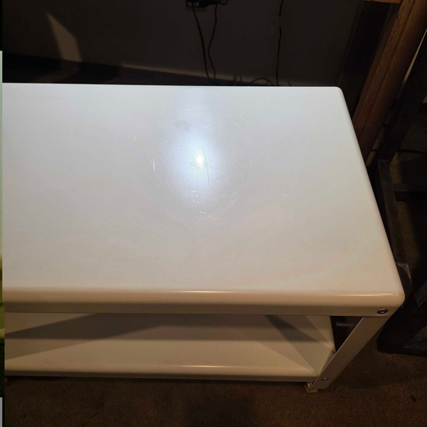 Oblong White Vintage IKEA 2 Level Rolling Table