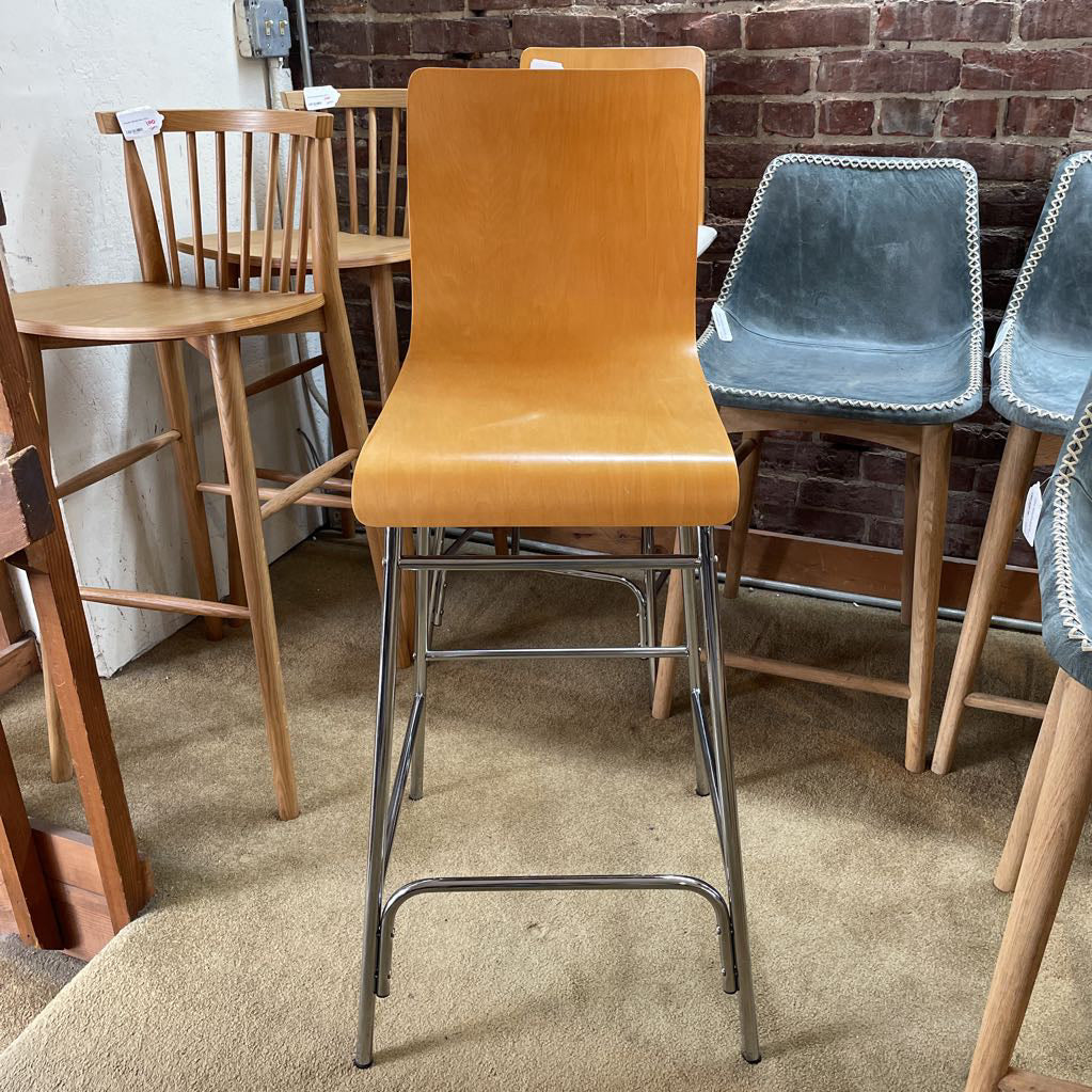 Bentwood with Metal Base Bar Stool C STOOLS