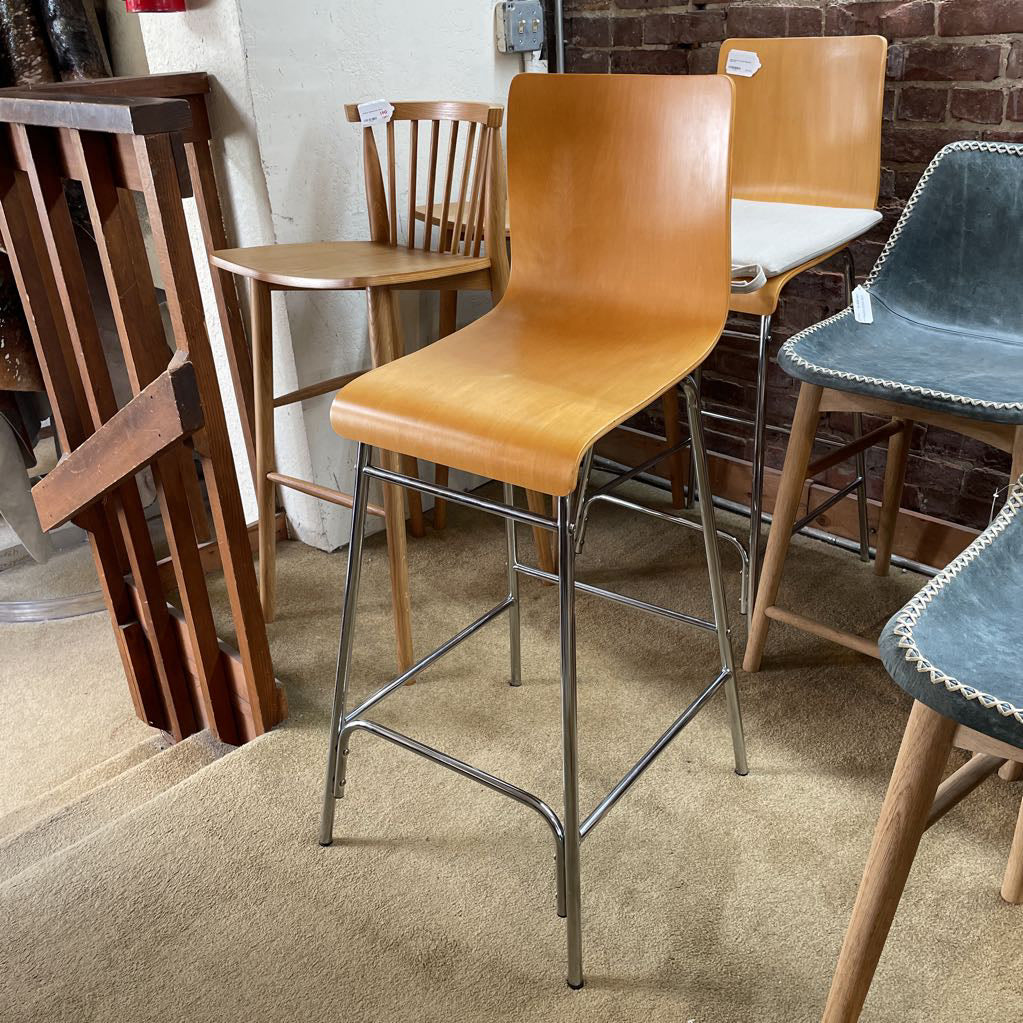 Bentwood with Metal Base Bar Stool C STOOLS