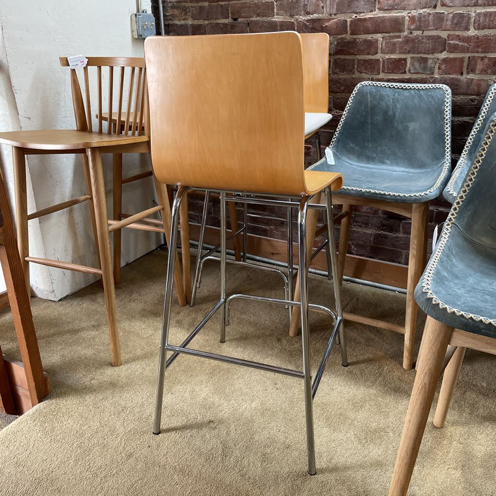 Bentwood with Metal Base Bar Stool C STOOLS