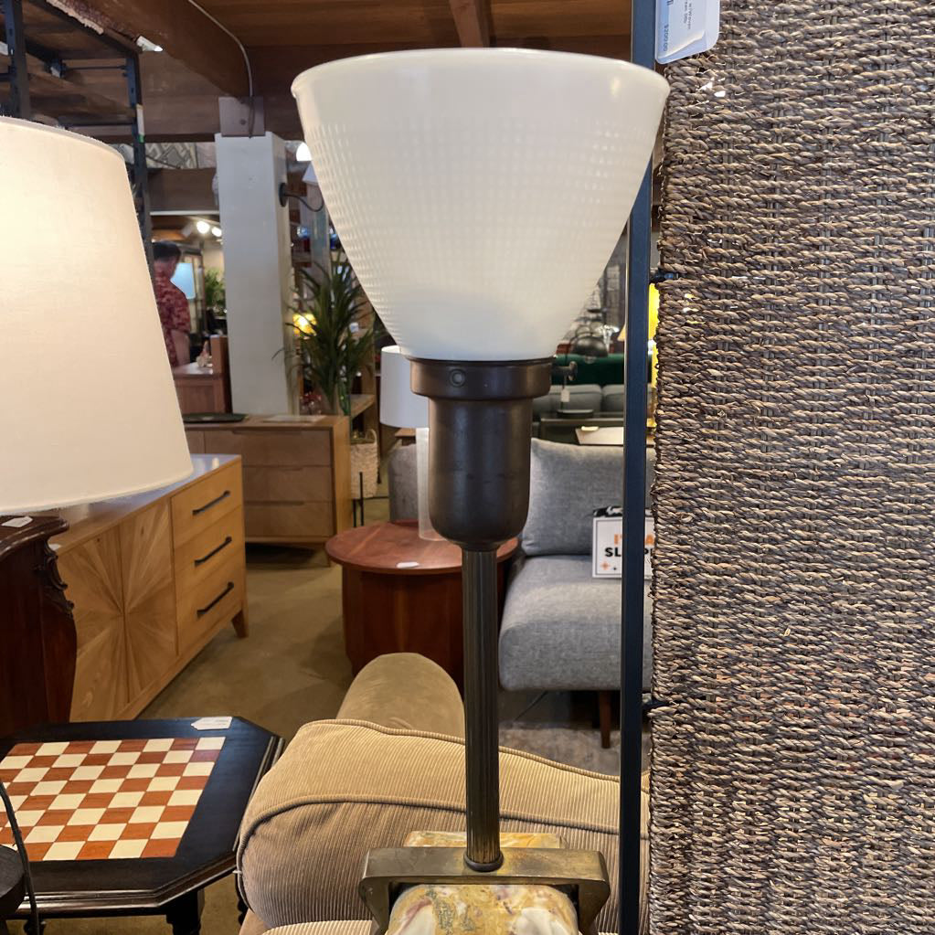 Two Marble Cube Brass Table Lamp *No Shade*