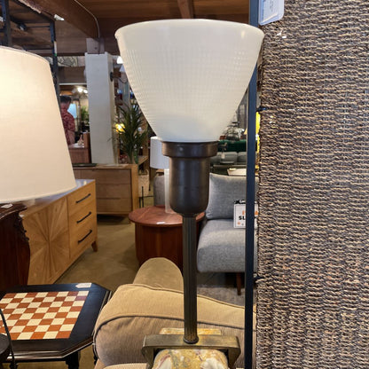 Two Marble Cube Brass Table Lamp *No Shade*