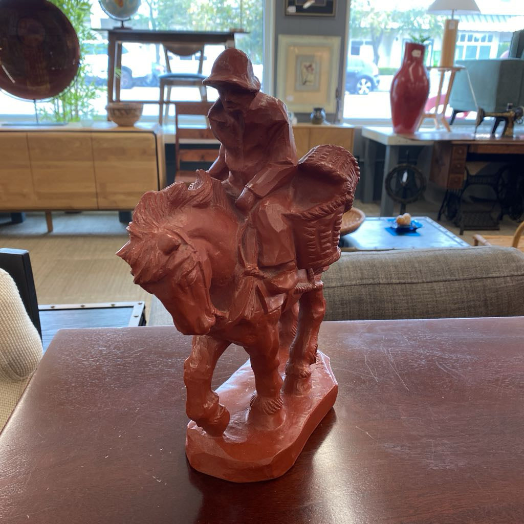J. GUAGE Signed Belgium Fisherman & Horse Statue UNIQUE FINDS