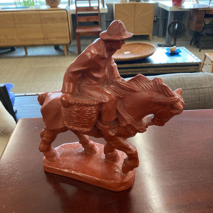 J. GUAGE Signed Belgium Fisherman & Horse Statue UNIQUE FINDS