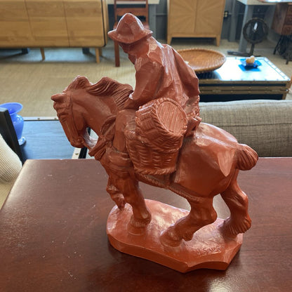 J. GUAGE Signed Belgium Fisherman & Horse Statue UNIQUE FINDS