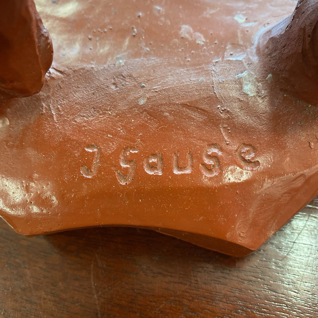 J. GUAGE Signed Belgium Fisherman & Horse Statue UNIQUE FINDS