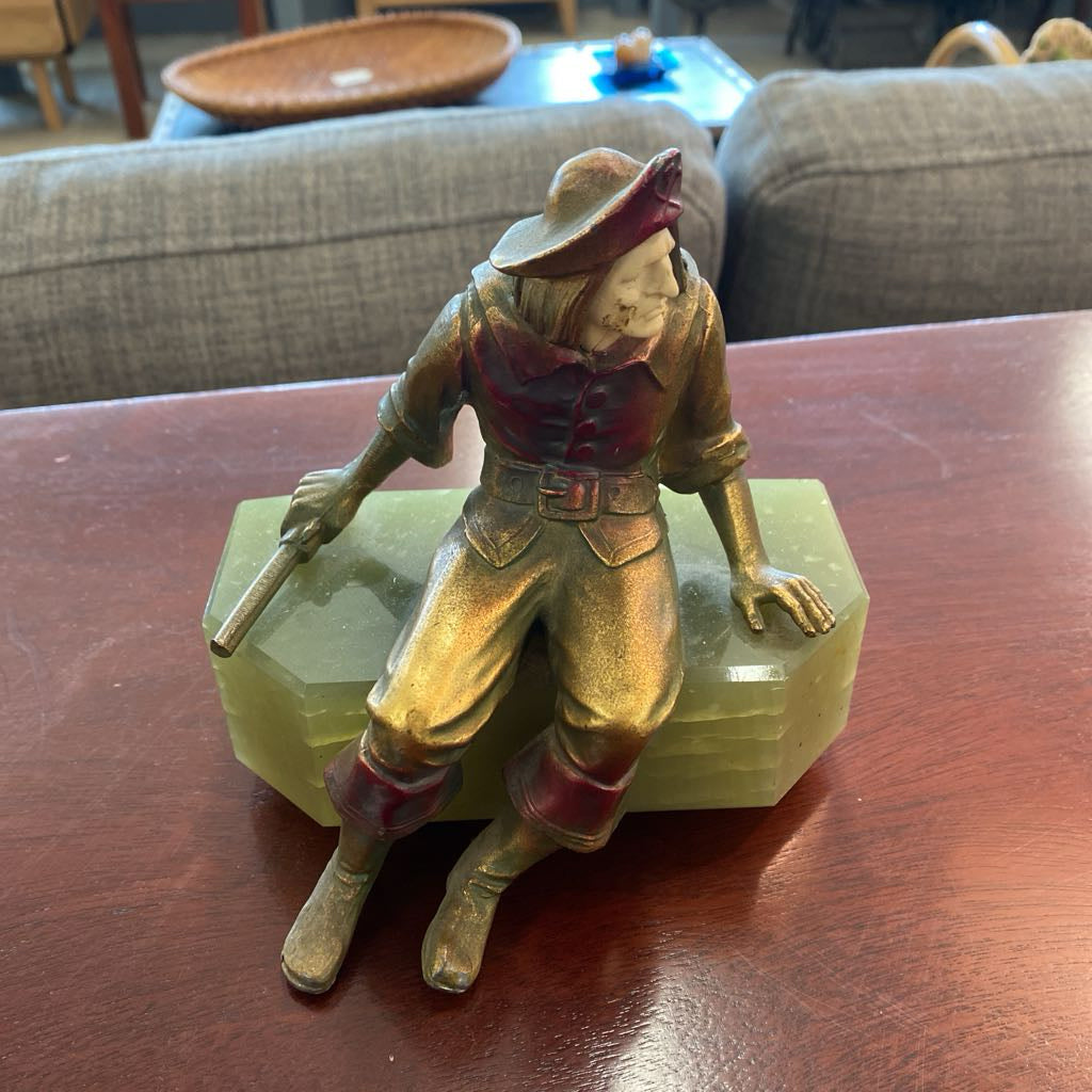 Vintage Pirates on Green Onyx Bookends UNIQUE FINDS