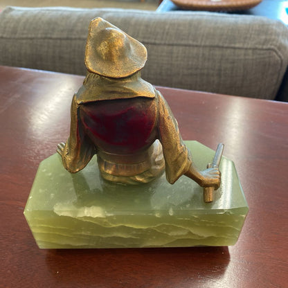 Vintage Pirates on Green Onyx Bookends UNIQUE FINDS