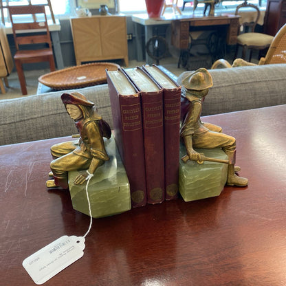 Vintage Pirates on Green Onyx Bookends UNIQUE FINDS