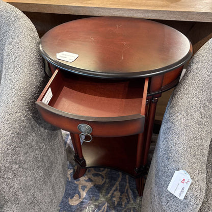 Oval Vintage Style Side Table w/ Drawer C SIDE TABLES