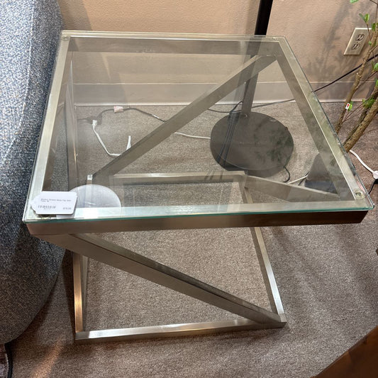 Modern Chrome Glass Top Side Table C SIDE TABLES