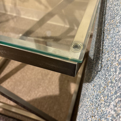 Modern Chrome Glass Top Side Table