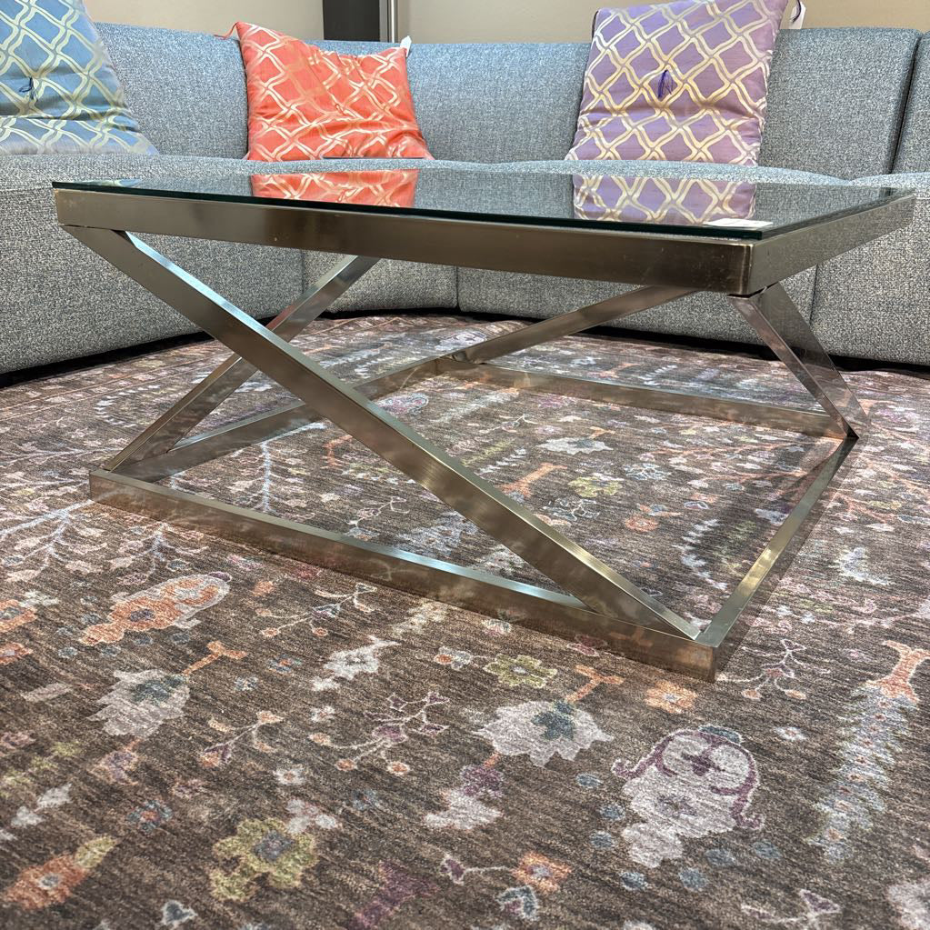 Modern Chrome Glass Top Coffee Table