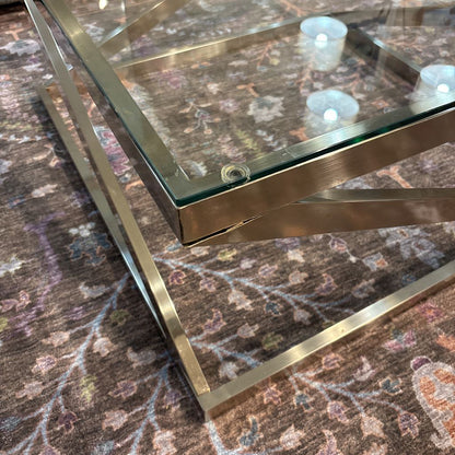 Modern Chrome Glass Top Coffee Table