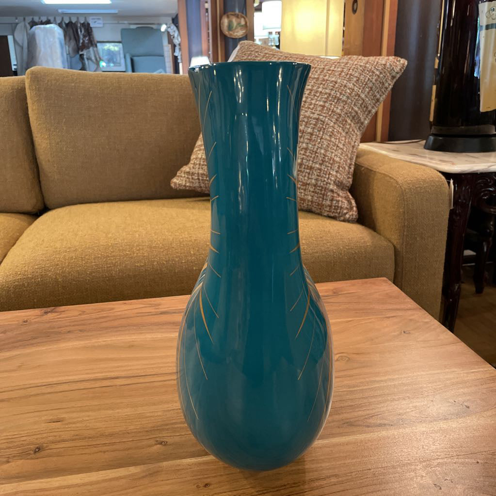 Jonathan Adler Large Teal & Sunburst Vase with Center Aperture UNIQUE FINDS