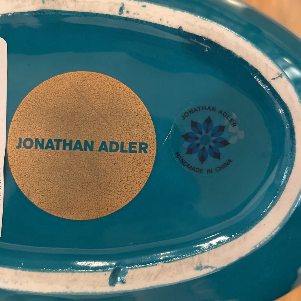 Jonathan Adler Large Teal & Sunburst Vase with Center Aperture UNIQUE FINDS