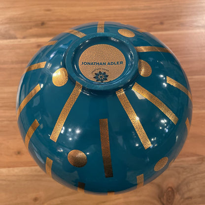 Jonathan Adler Round Teal with Dots & Lines Vase