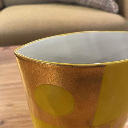Jonathan Adler Elliptical Yellow Geometric Pattern Design Vase UNIQUE FINDS