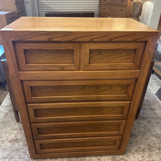 5 Drawer Oak Highboy C HIGHBOYS