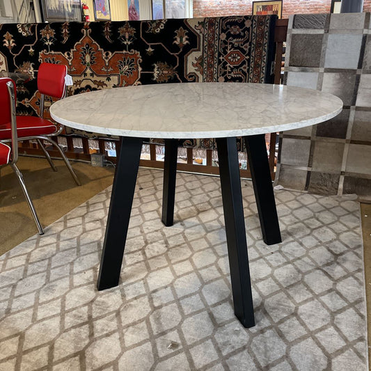 Blu Dot Round Marble Top Dining Table w/ Black Legs C DINING TABLES