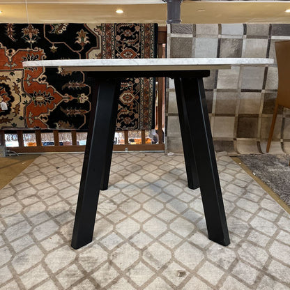 Blu Dot Round Marble Top Dining Table w/ Black Legs