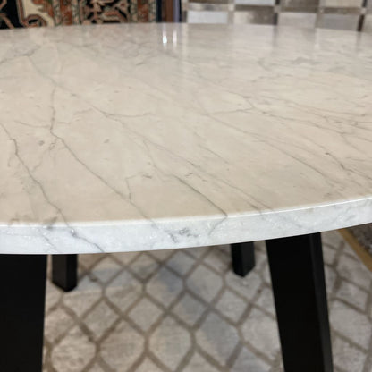 Blu Dot Round Marble Top Dining Table w/ Black Legs