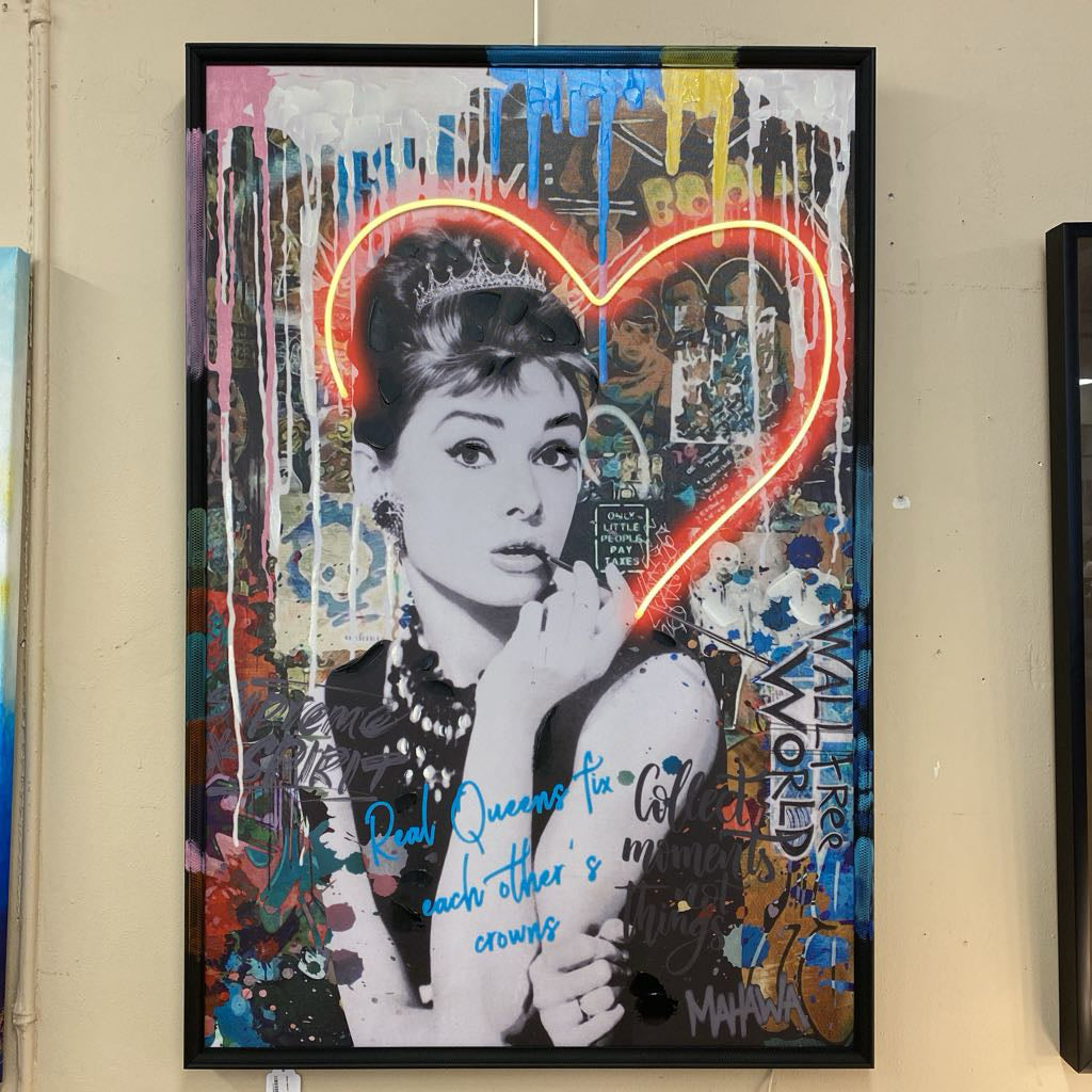 Neon Hearts with Iconic Figure ART