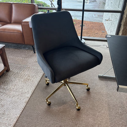 Navy Velvet Gold Swivel Base Office Chair U ACCENT CHAIRS