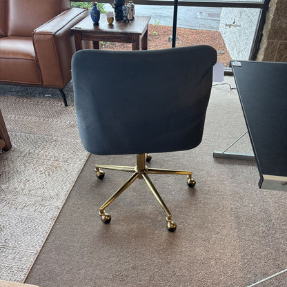 Navy Velvet Gold Swivel Base Office Chair U ACCENT CHAIRS