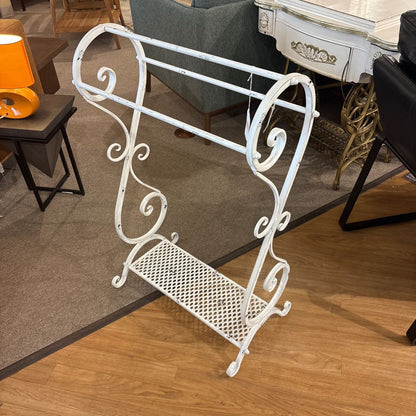 White Curved Iron Towel Rack