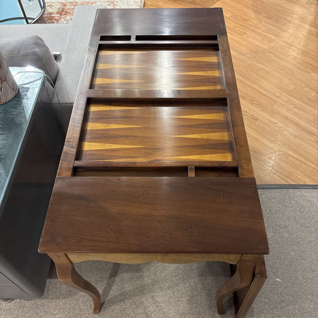Vintage Marketry/Chess Wood Desk w/ Reversible Top
