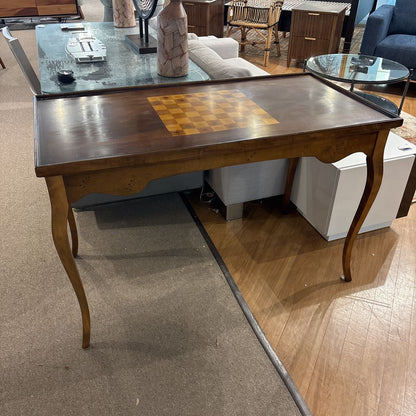 Vintage Marketry/Chess Wood Desk w/ Reversible Top