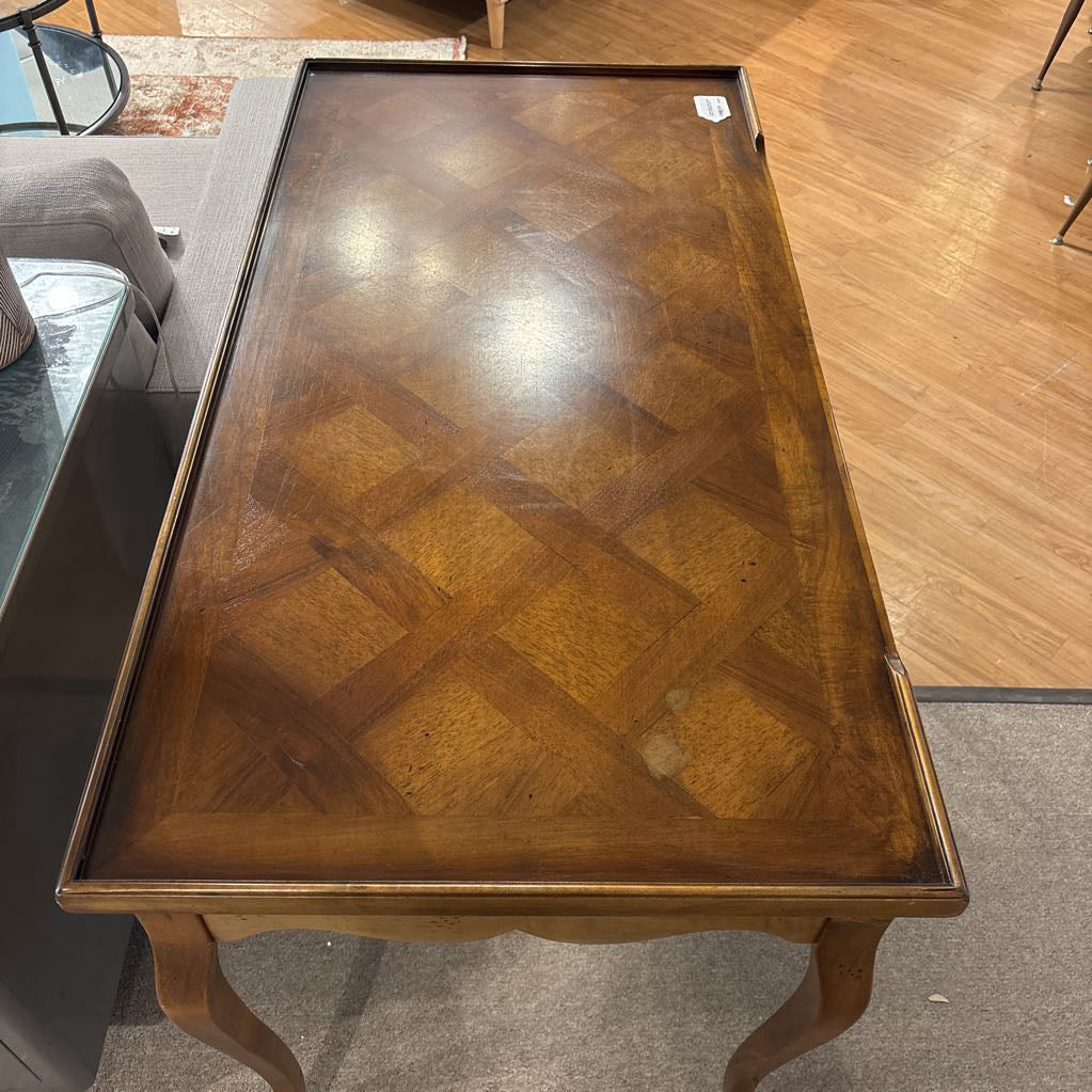 Vintage Marketry/Chess Wood Desk w/ Reversible Top