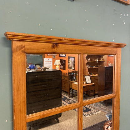 Farmhouse Style Wood 4-Pane Mirror w/Hanging Pegs