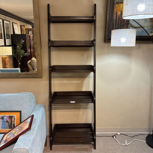 Dark Wood Leaning Bookshelf