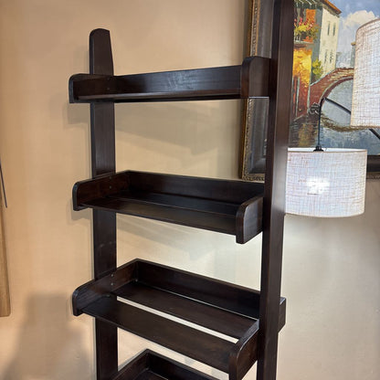 Dark Wood Leaning Bookshelf