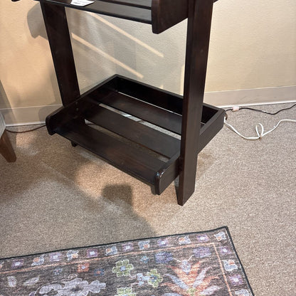 Dark Wood Leaning Bookshelf