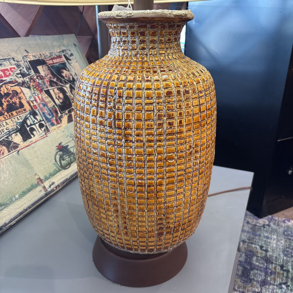Vintage Ceramic Yellow Block Pattern Lamp LAMPS