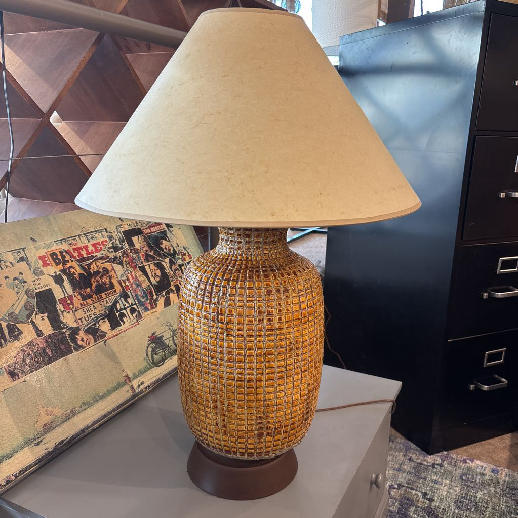 Vintage Ceramic Yellow Block Pattern Lamp LAMPS