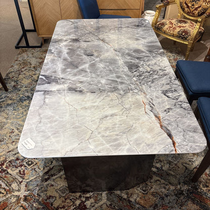 Faux Stone Top Chrome Base Dining Table C DINING TABLES