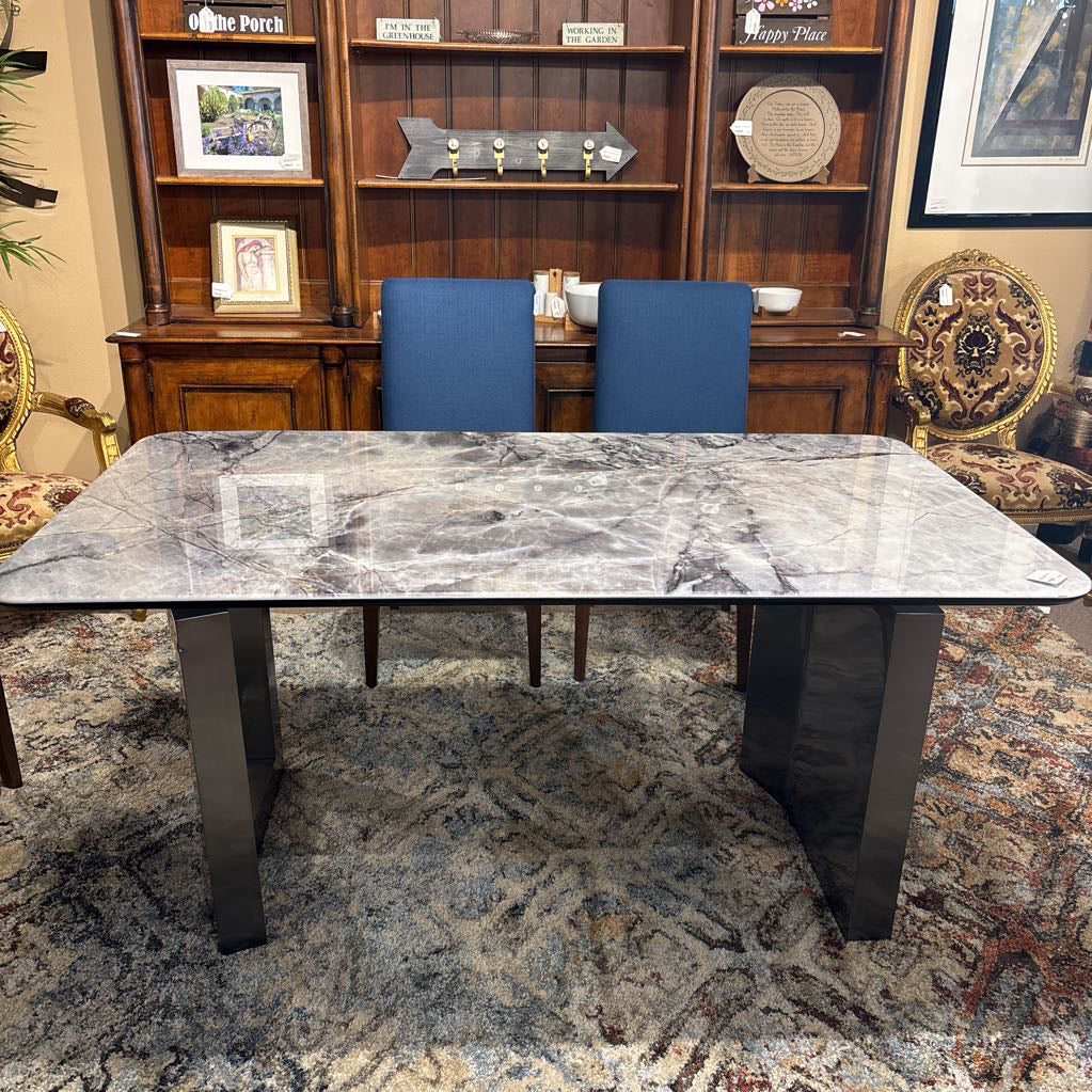 Faux Stone Top Chrome Base Dining Table C DINING TABLES