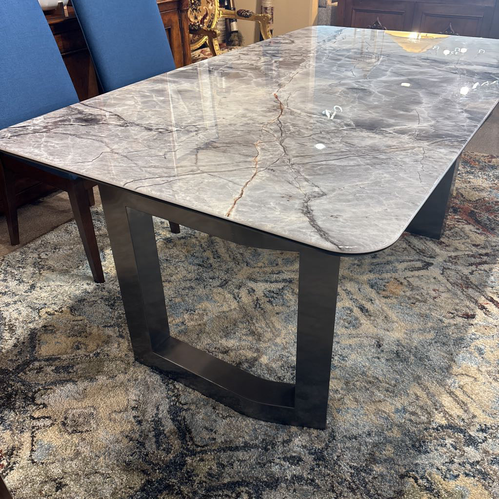 Faux Stone Top Chrome Base Dining Table C DINING TABLES