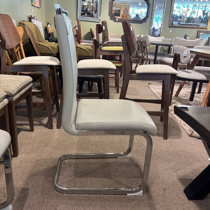 Modern Grey Leather & Chrome Dining Chair (SET OF 4)
