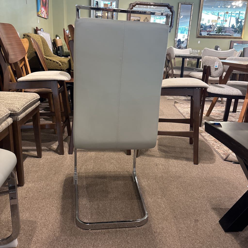 Modern Grey Leather & Chrome Dining Chair (SET OF 4)
