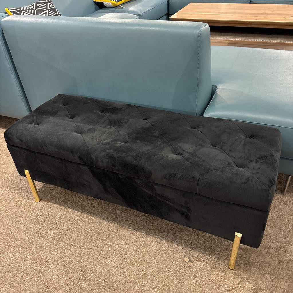 Black Velvet Tufted Bench