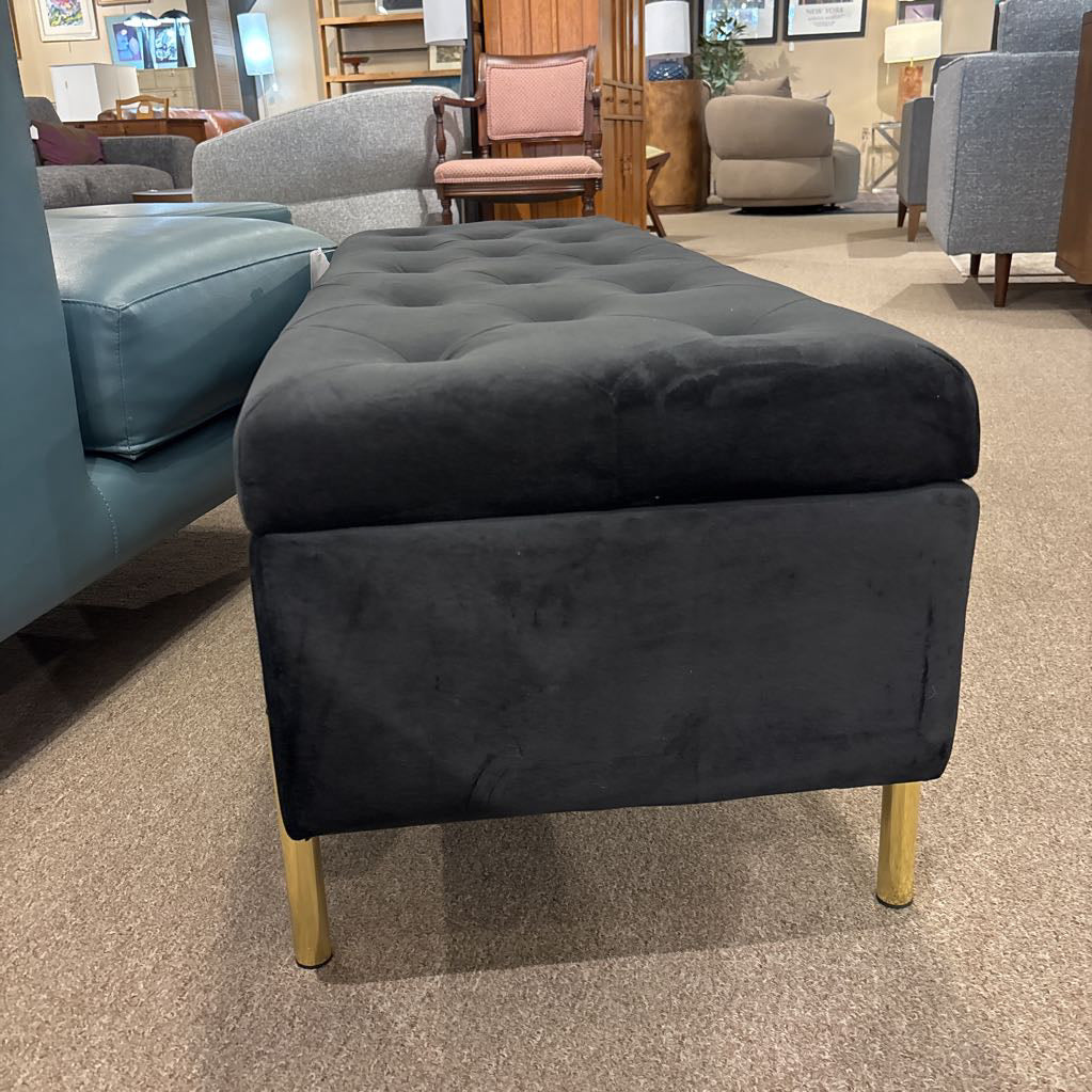 Black Velvet Tufted Bench