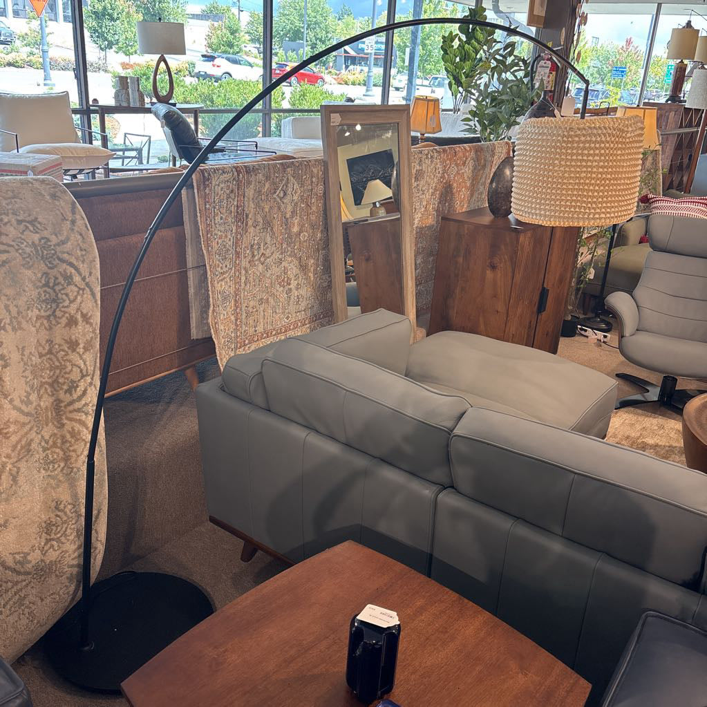 Large Arc Lamp w/ Woven Shade