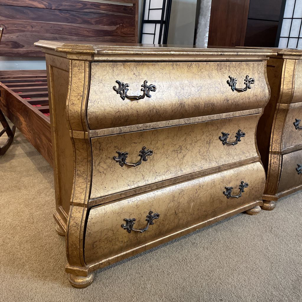 Gold 3 Drawer Commode Table