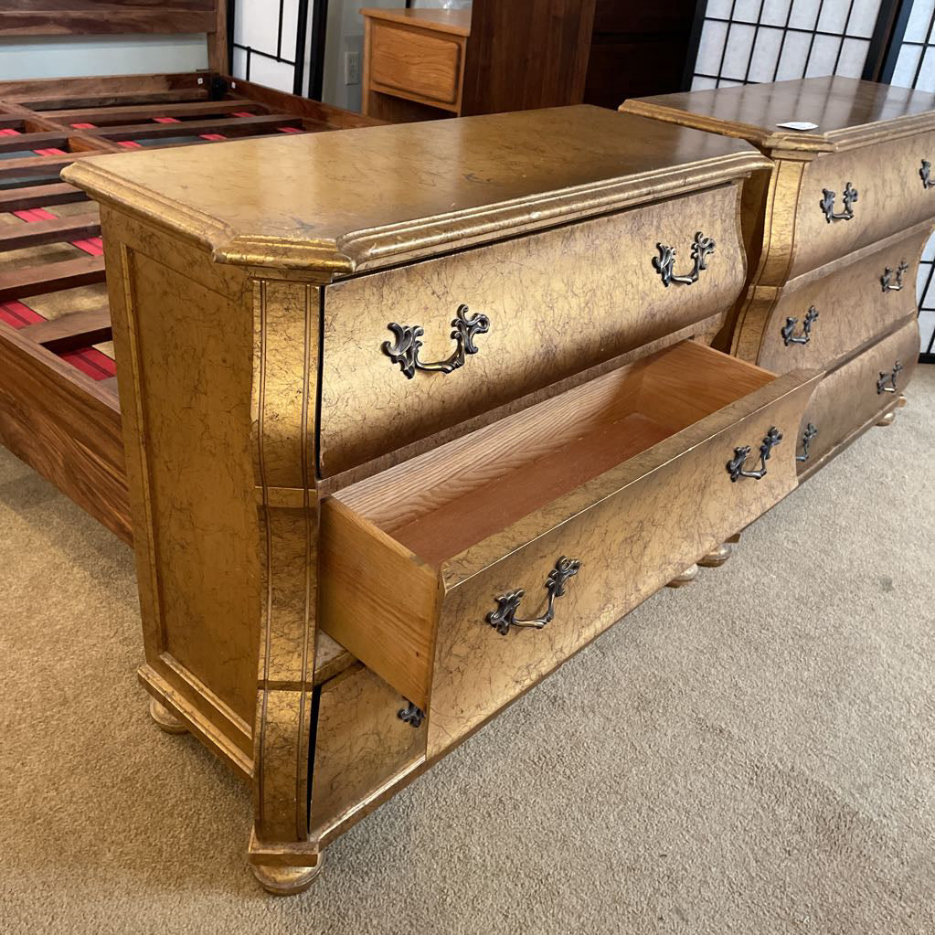 Gold 3 Drawer Commode Table